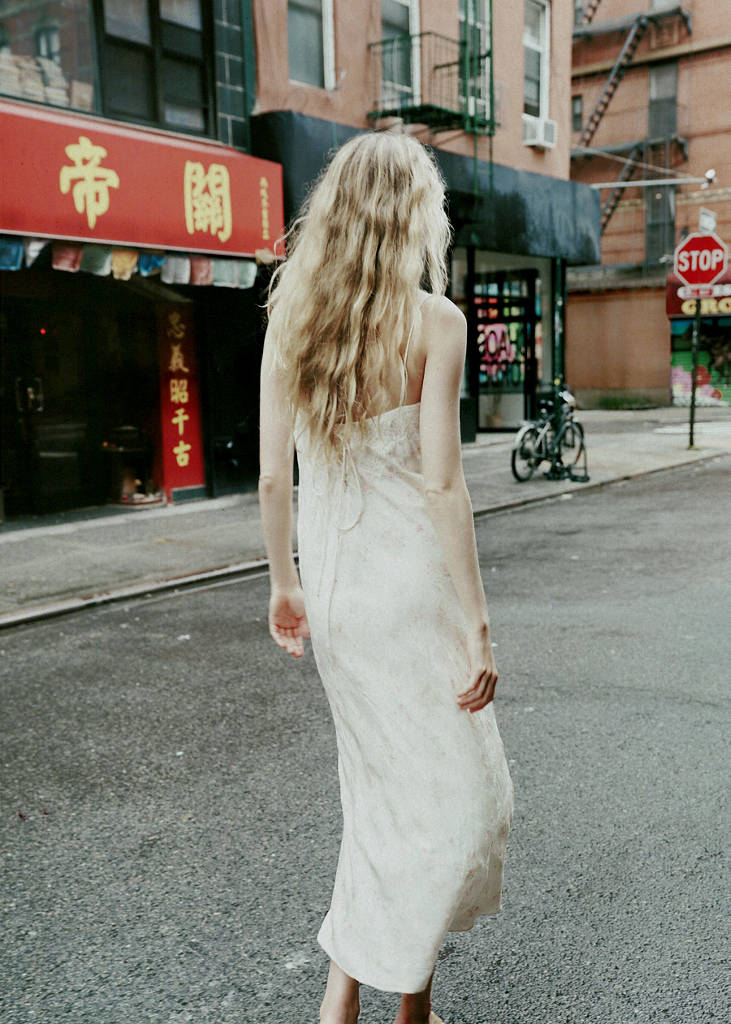 Floral print lace dress — White
