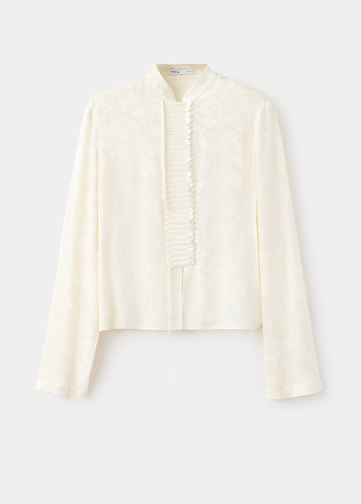 Jacquard blouse with buttons — Off White
