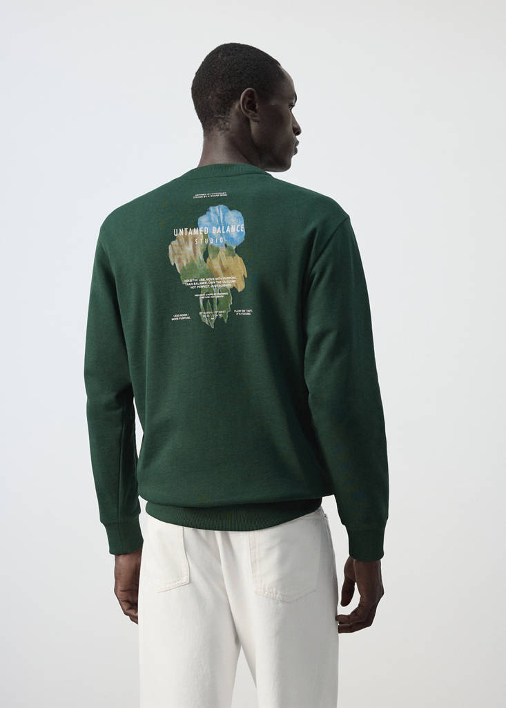 Printed sweatshirt 100% cotton — Billiard Green