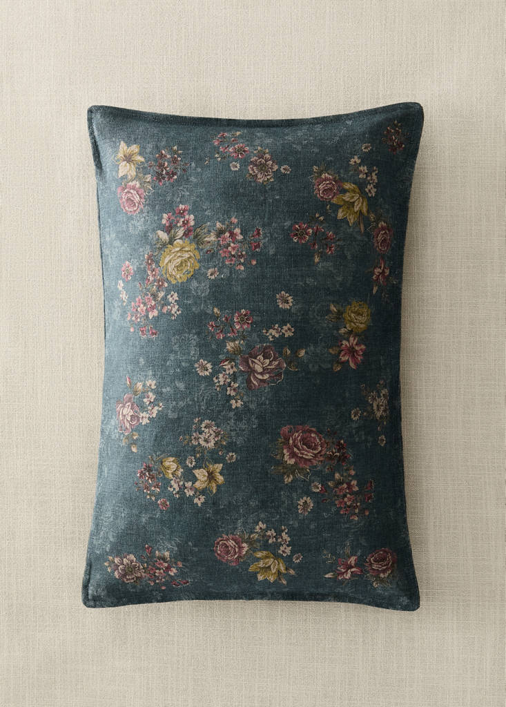 Striped cushion cover 40x60 cm — Petrol Blue