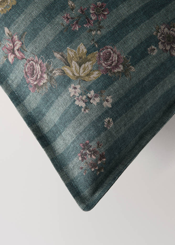 Striped cushion cover 40x60 cm — Petrol Blue