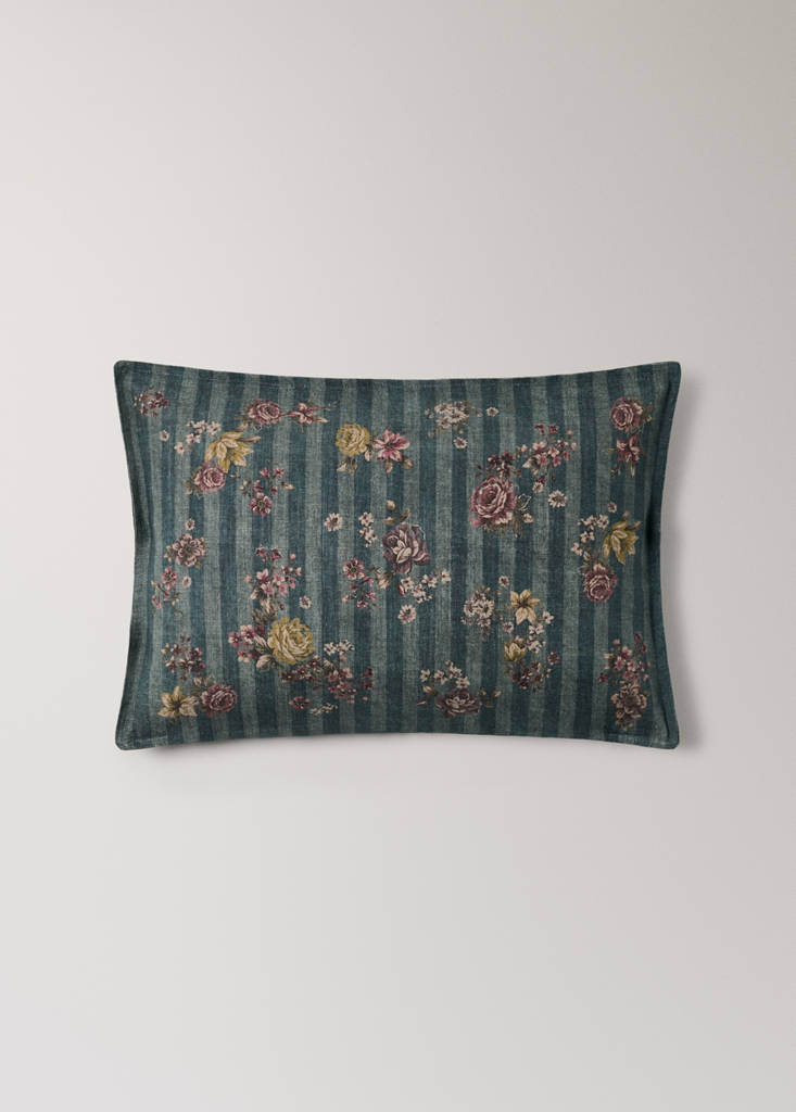 Striped cushion cover 40x60 cm — Petrol Blue