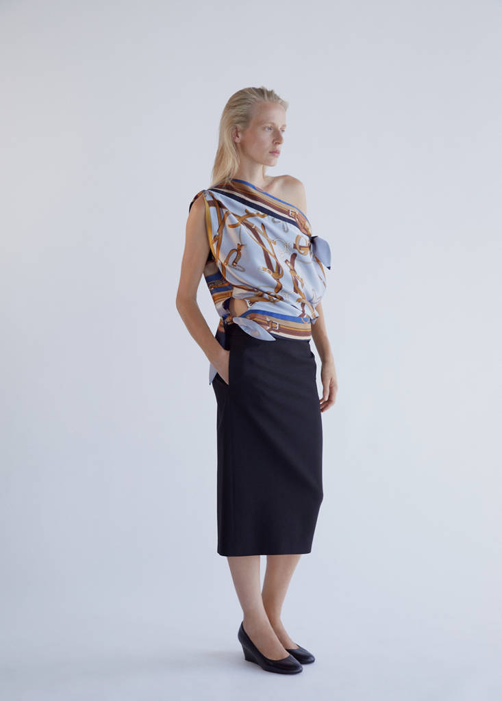 Knot print blouse — Sky Blue