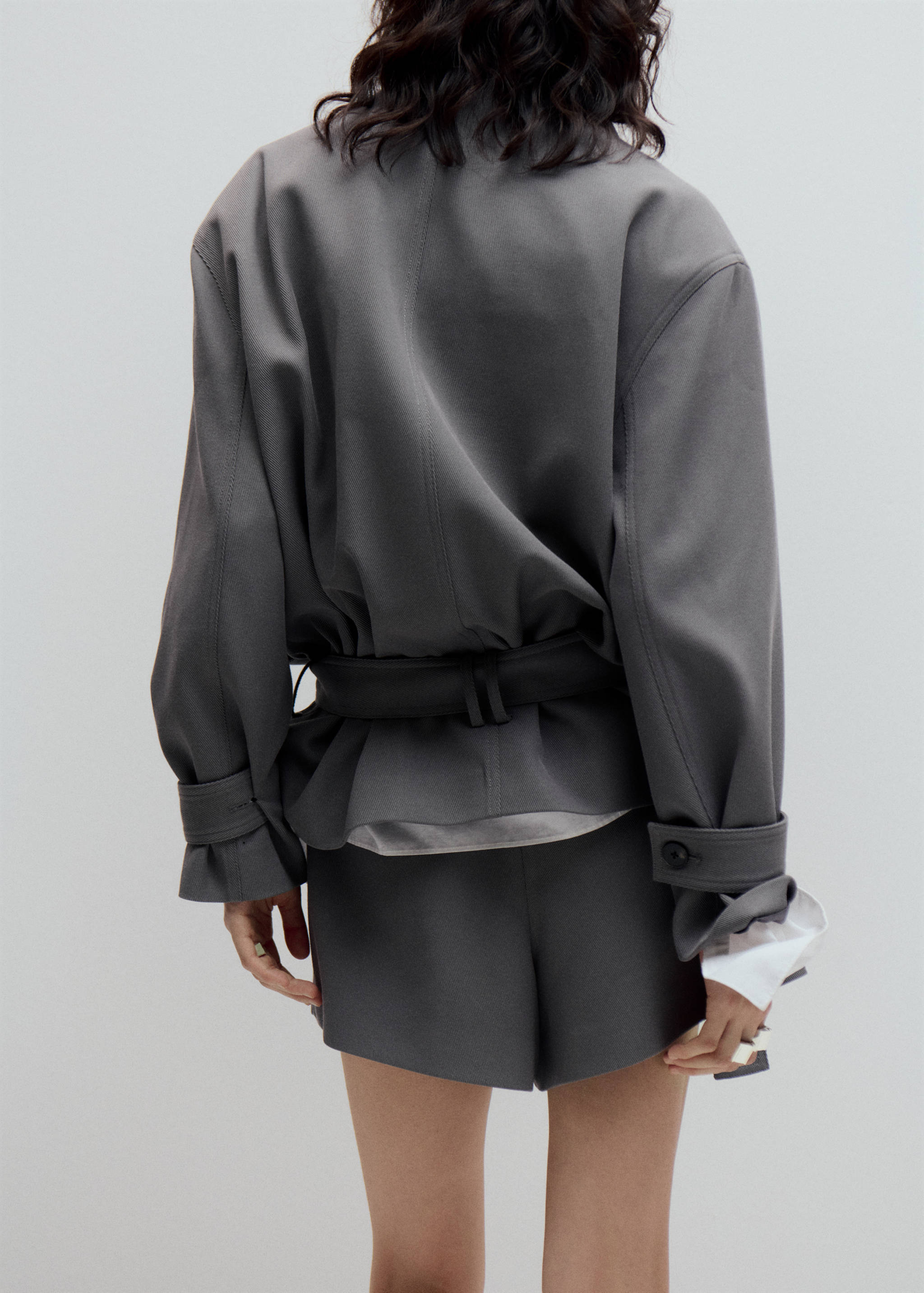 Funnel neck belted trench coat - Reverse of the article