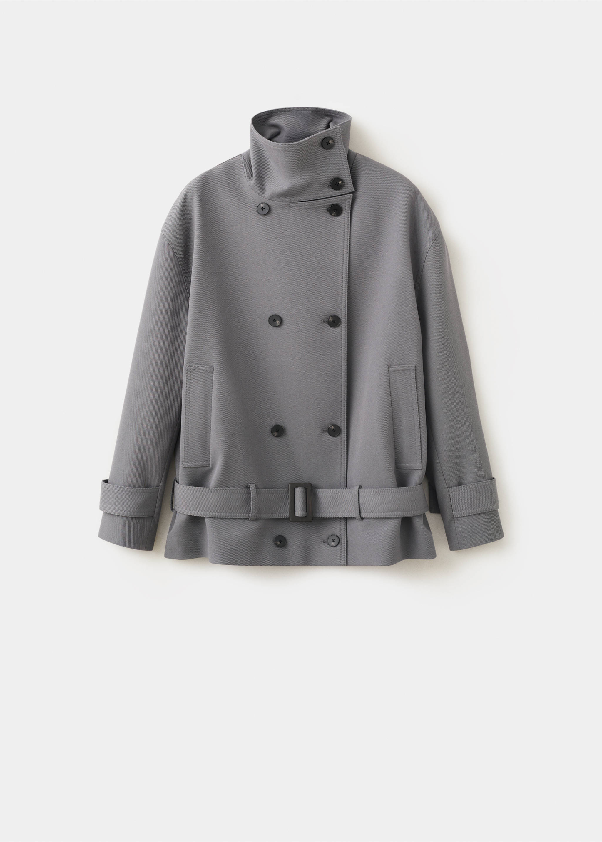 Trench avec col cheminée et ceinture - Article sans modèle, Gris. Ref: 37024776-00.