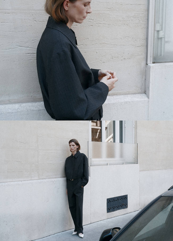 Pinstripe bomber jacket — Grey