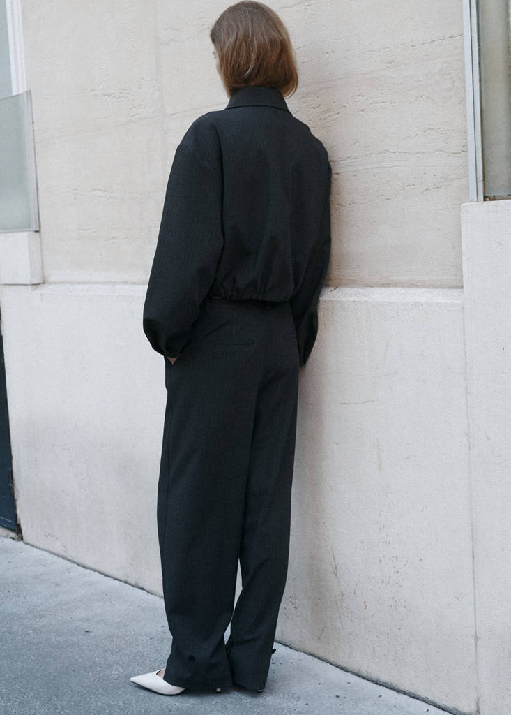 Pinstripe bomber jacket — Grey