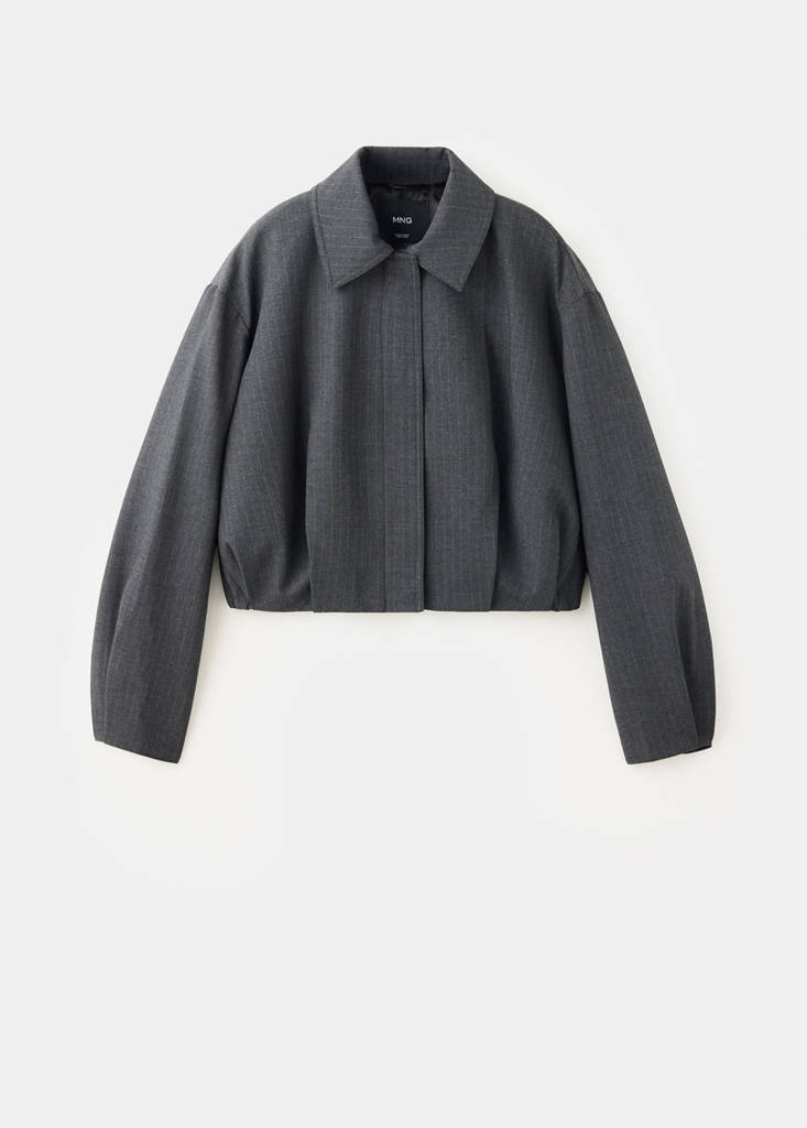 Pinstripe bomber jacket — Grey