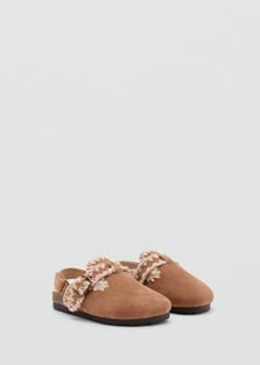 Shearling buckle clog — Medium Brown 3