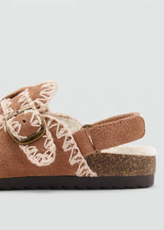 Shearling buckle clog — Medium Brown 4