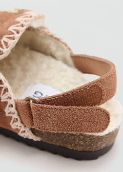 Shearling buckle clog — Medium Brown 6