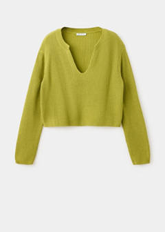 V-neck knitted jumper — Green 4