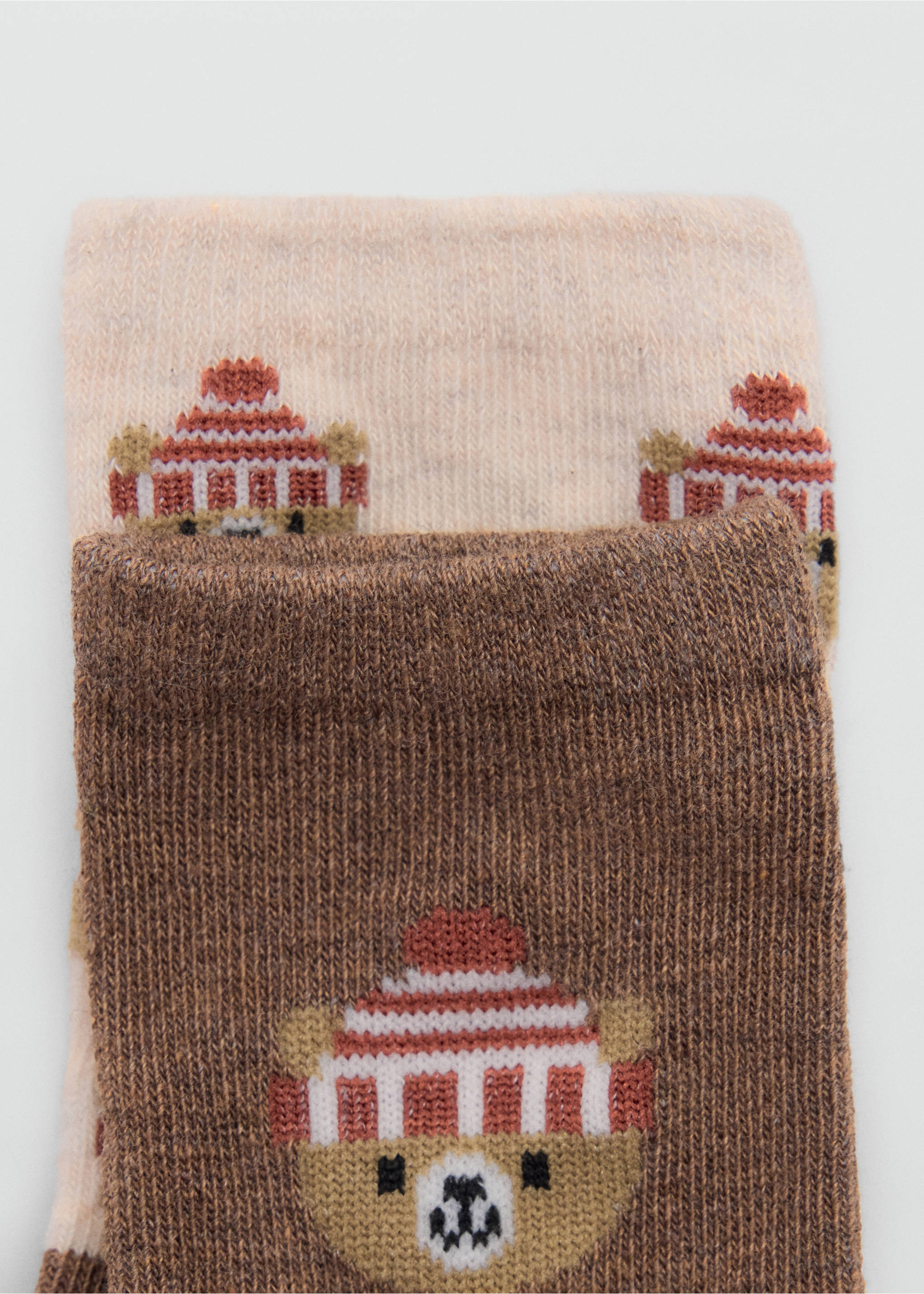 2-pack teddy bear print socks - Reverse of the article, Brown. Ref: 37024788-00.