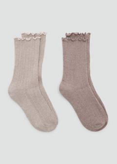 2 pack ribbed socks — Medium Brown 1