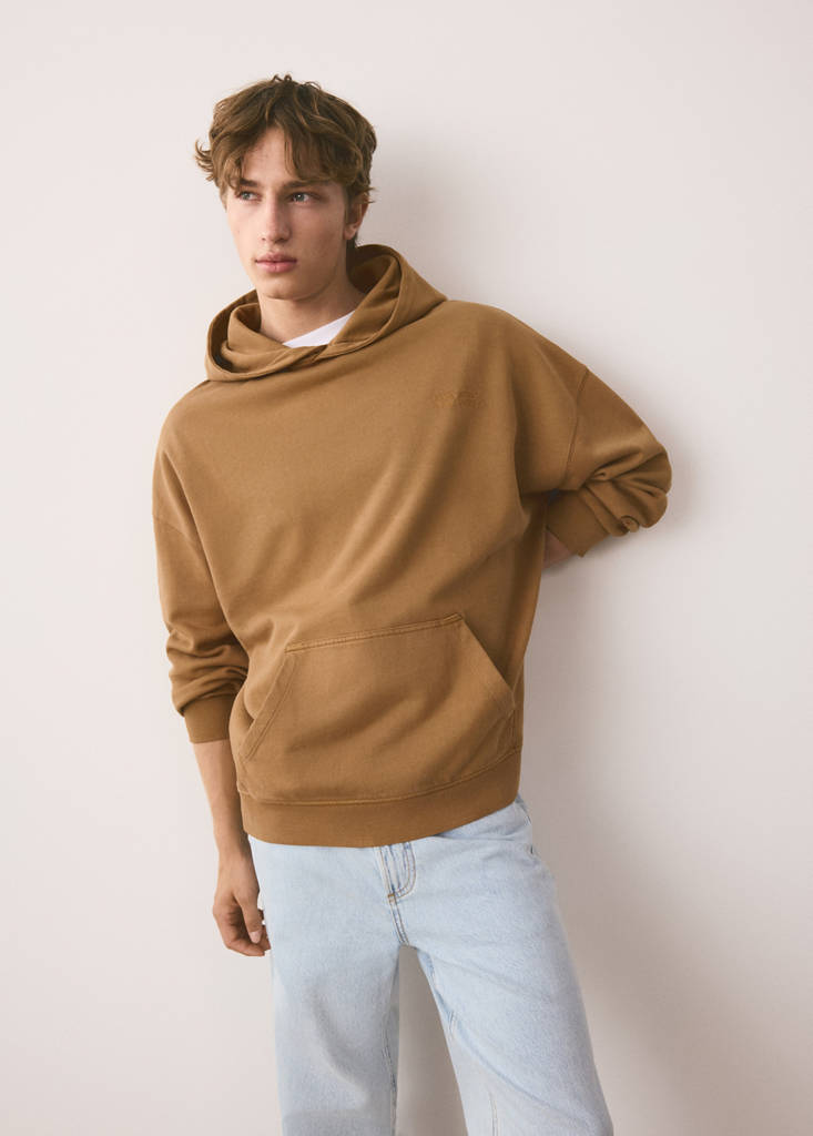 Pocket cotton sweatshirt — Tobacco Brown