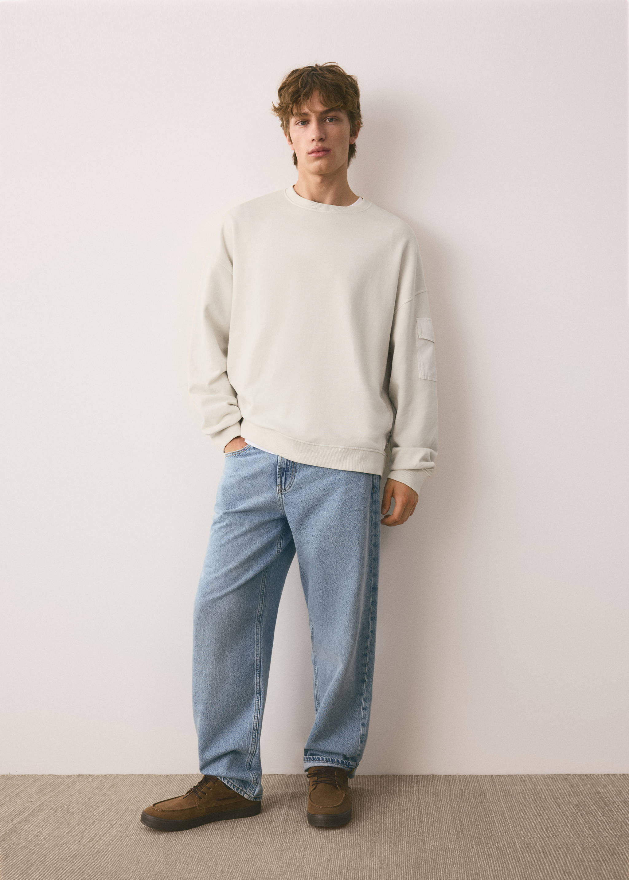 Embroidered detail cotton sweatshirt - General plane