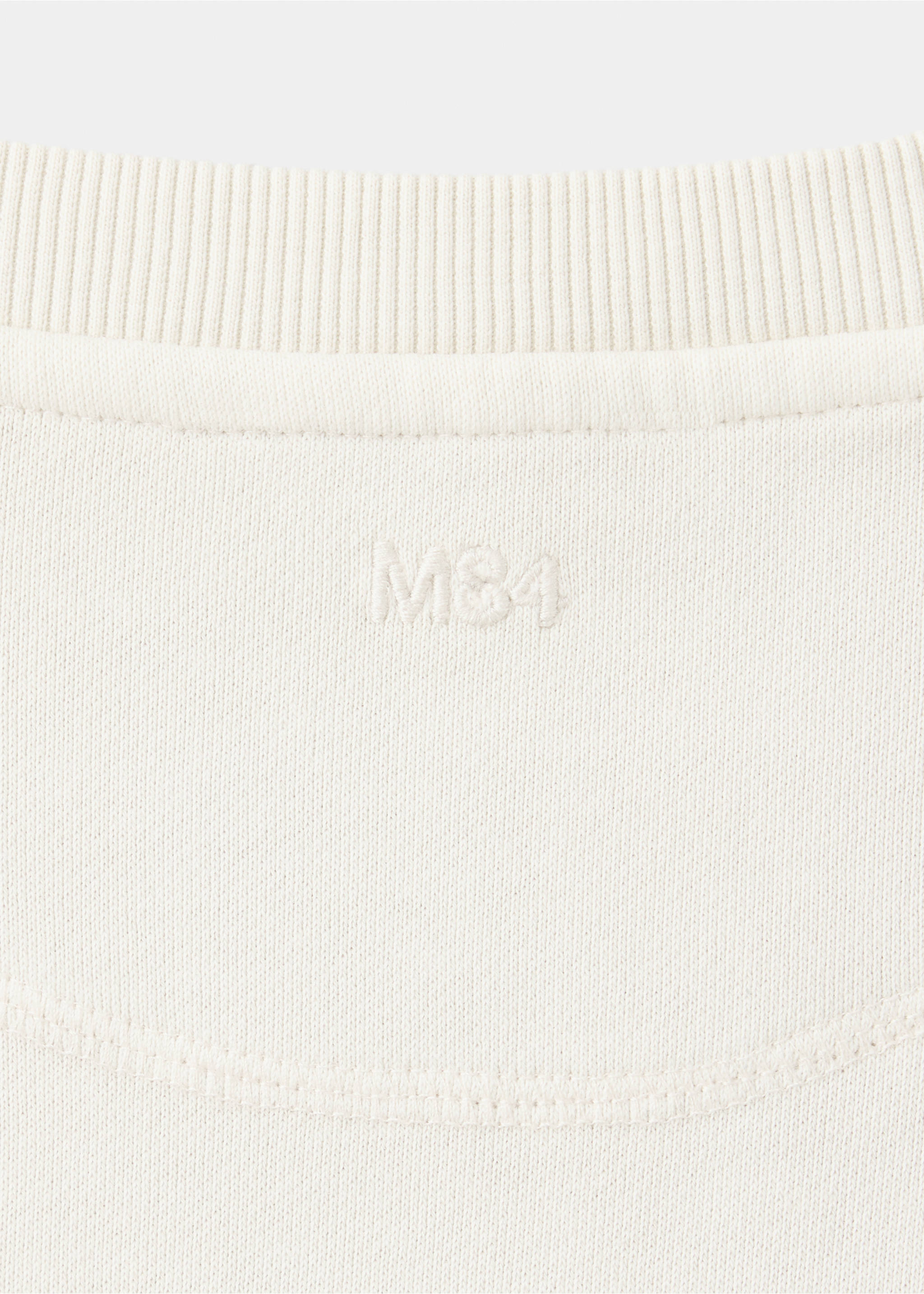 Embroidered detail cotton sweatshirt - Details of the article 8, Ivory White. Ref: 37024795-00.