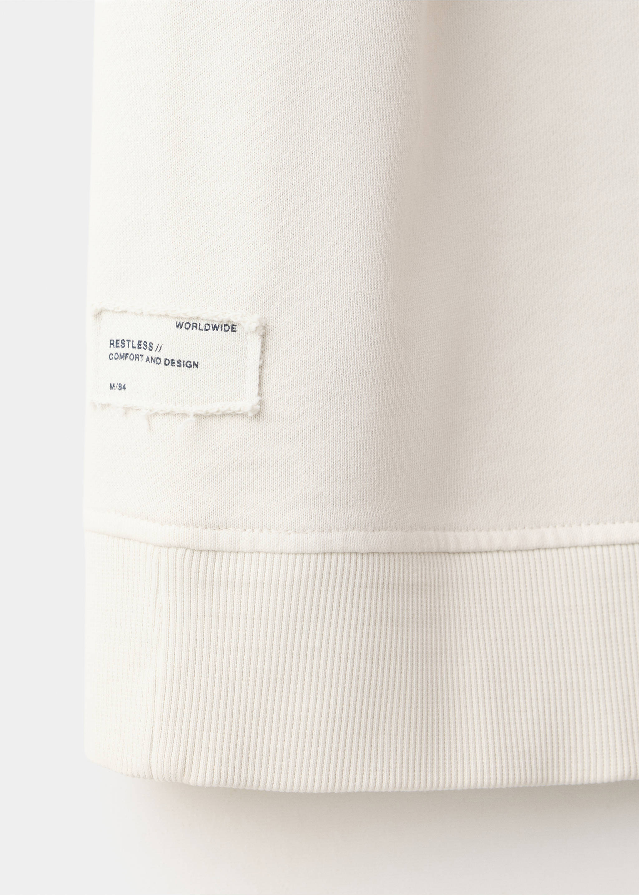 Embroidered detail cotton sweatshirt - Details of the article 0, Ivory White. Ref: 37024795-00.