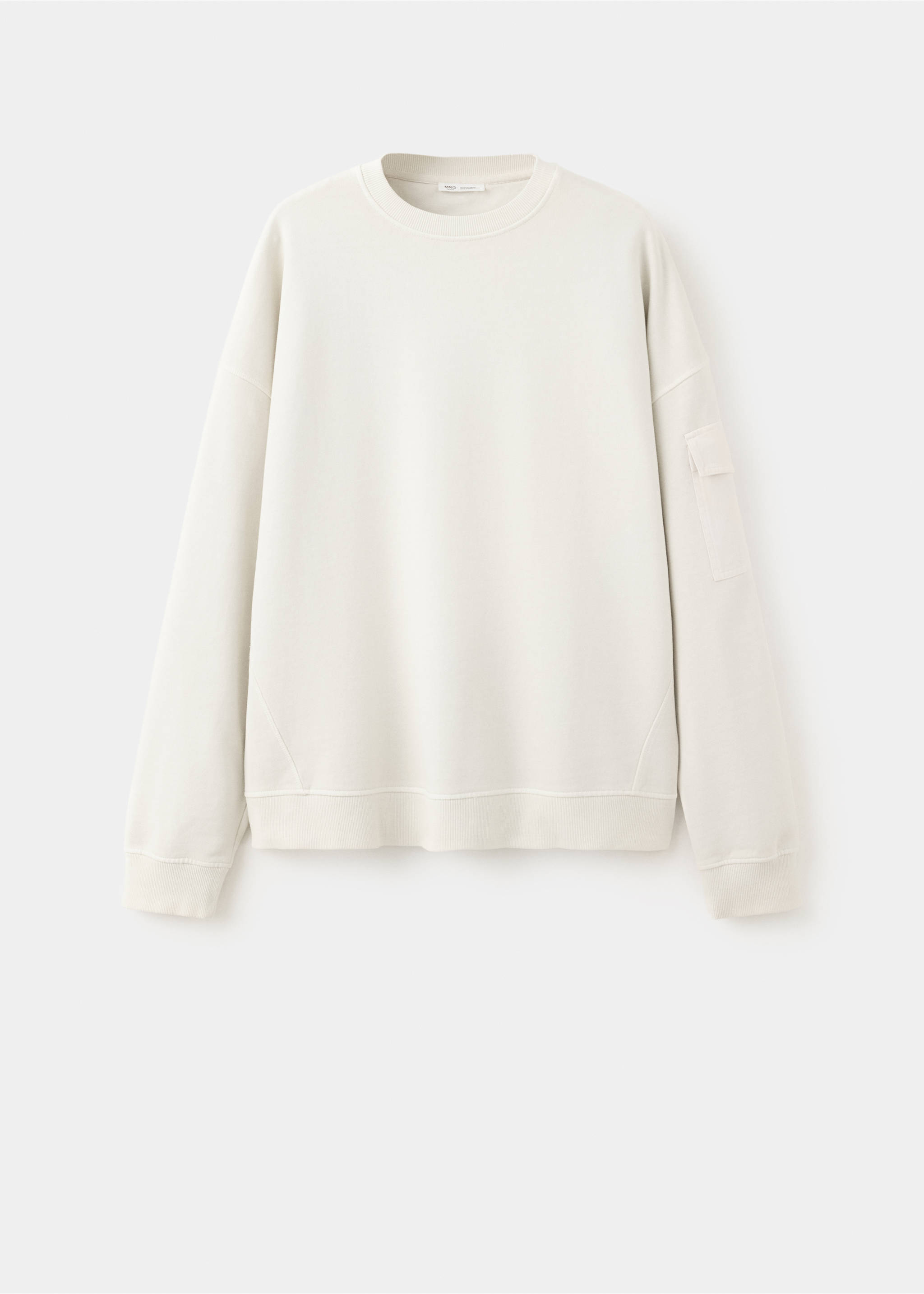 Embroidered detail cotton sweatshirt - Article without model, Ivory White. Ref: 37024795-00.