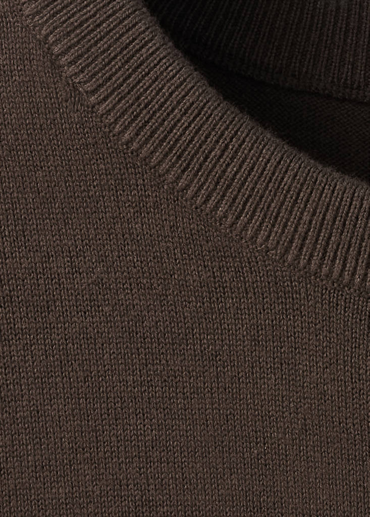 Short-sleeved knitted sweater — Brown