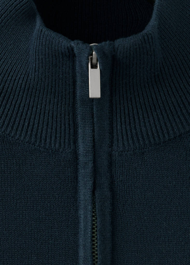 Perkins-neck sweater with zip — Navy