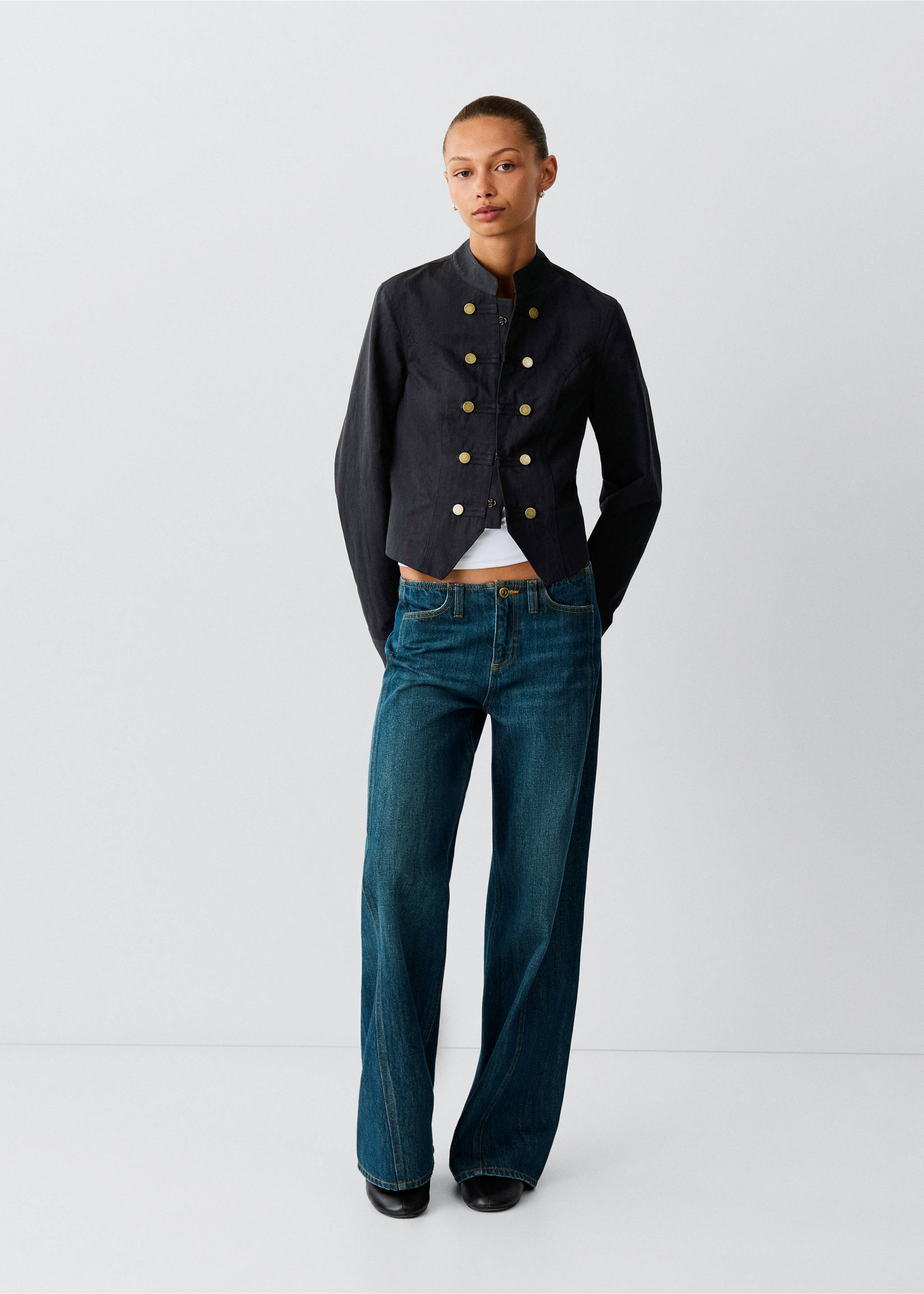 Buttoned jacket - General plane, Black denim. Ref: 37024800-00.