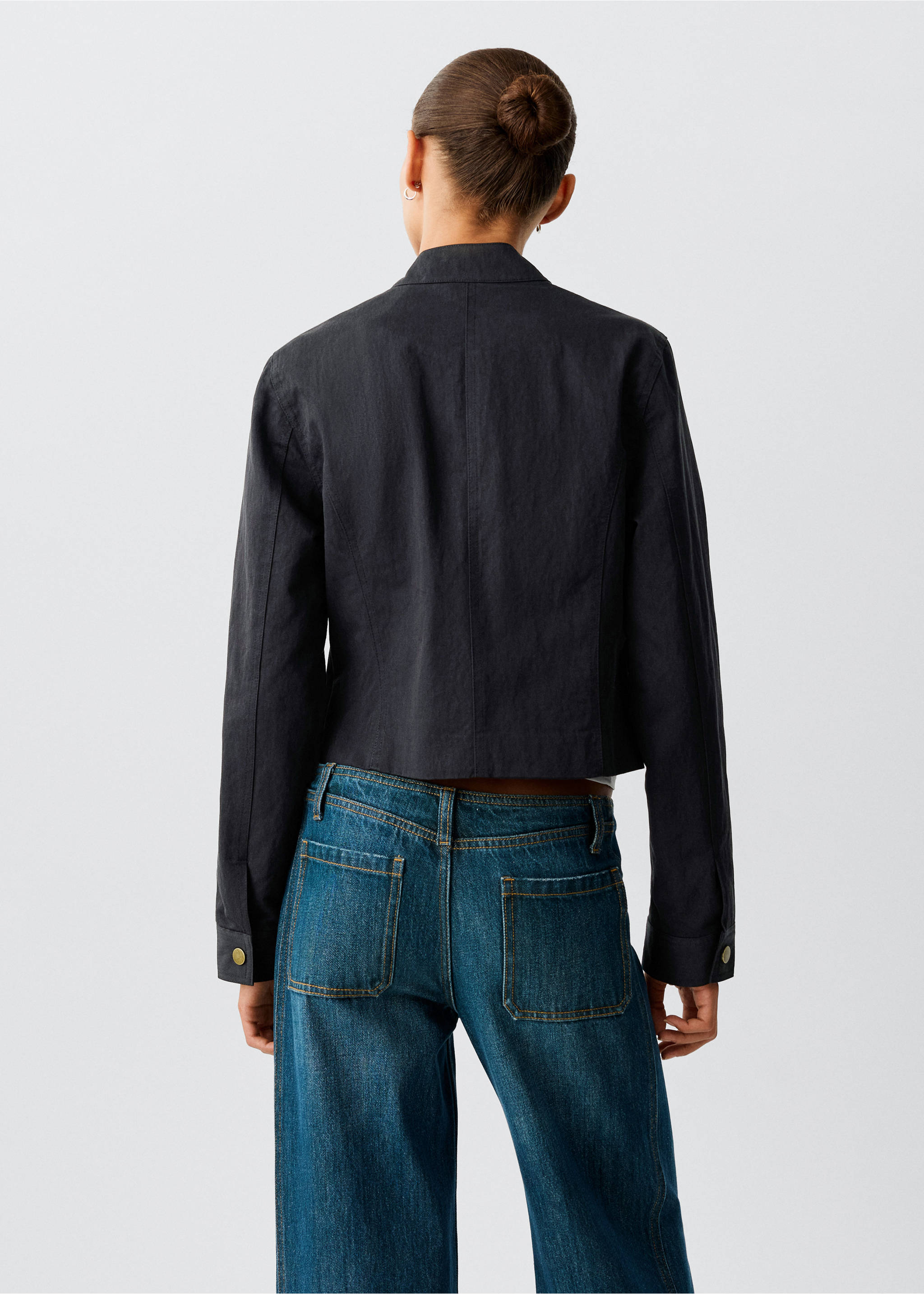 Buttoned jacket - Reverse of the article, Black denim. Ref: 37024800-00.