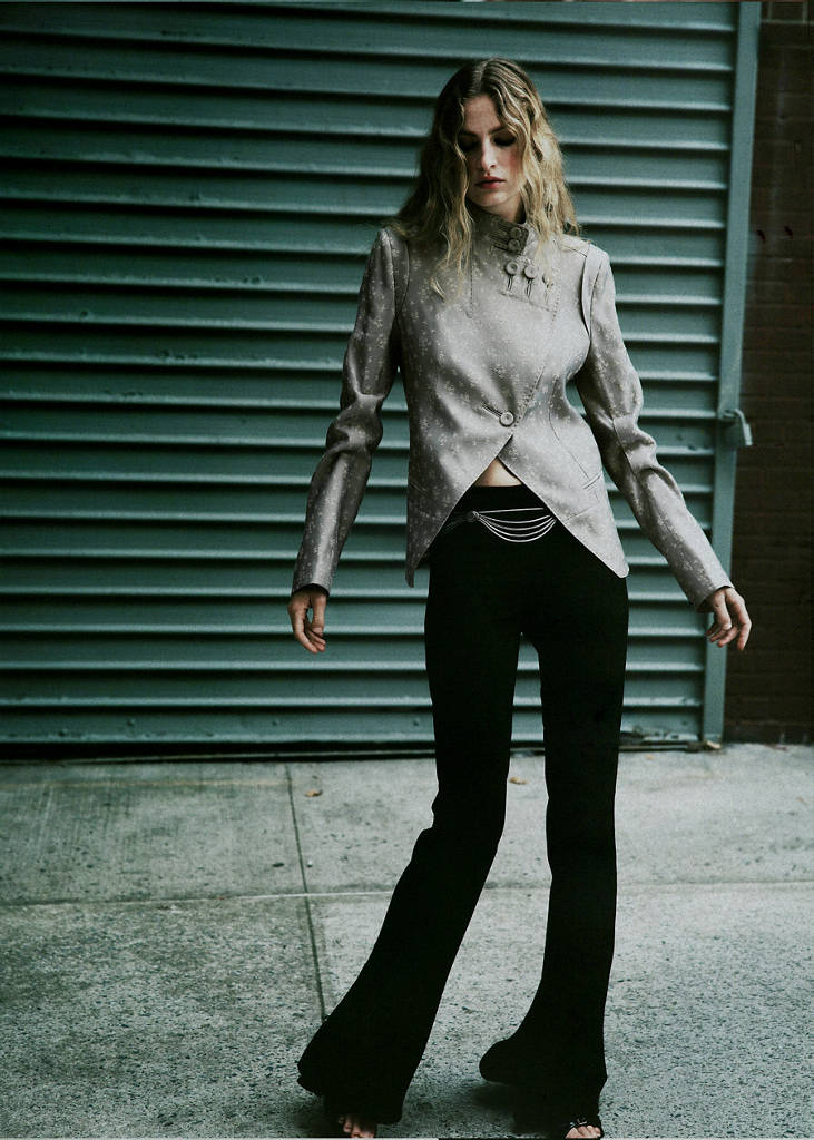 Jacquard jacket with lapel — Blue