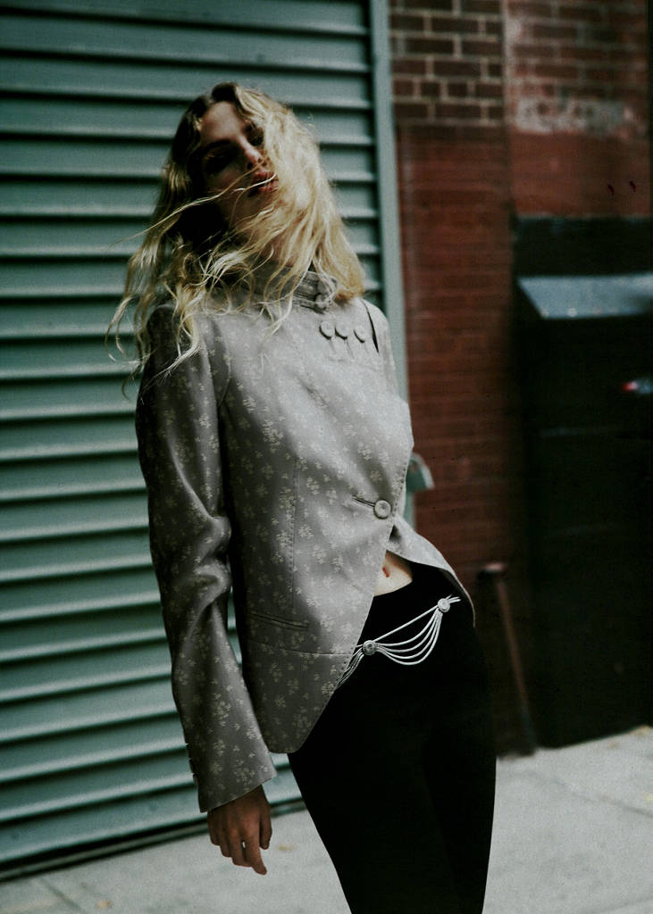 Jacquard jacket with lapel — Blue
