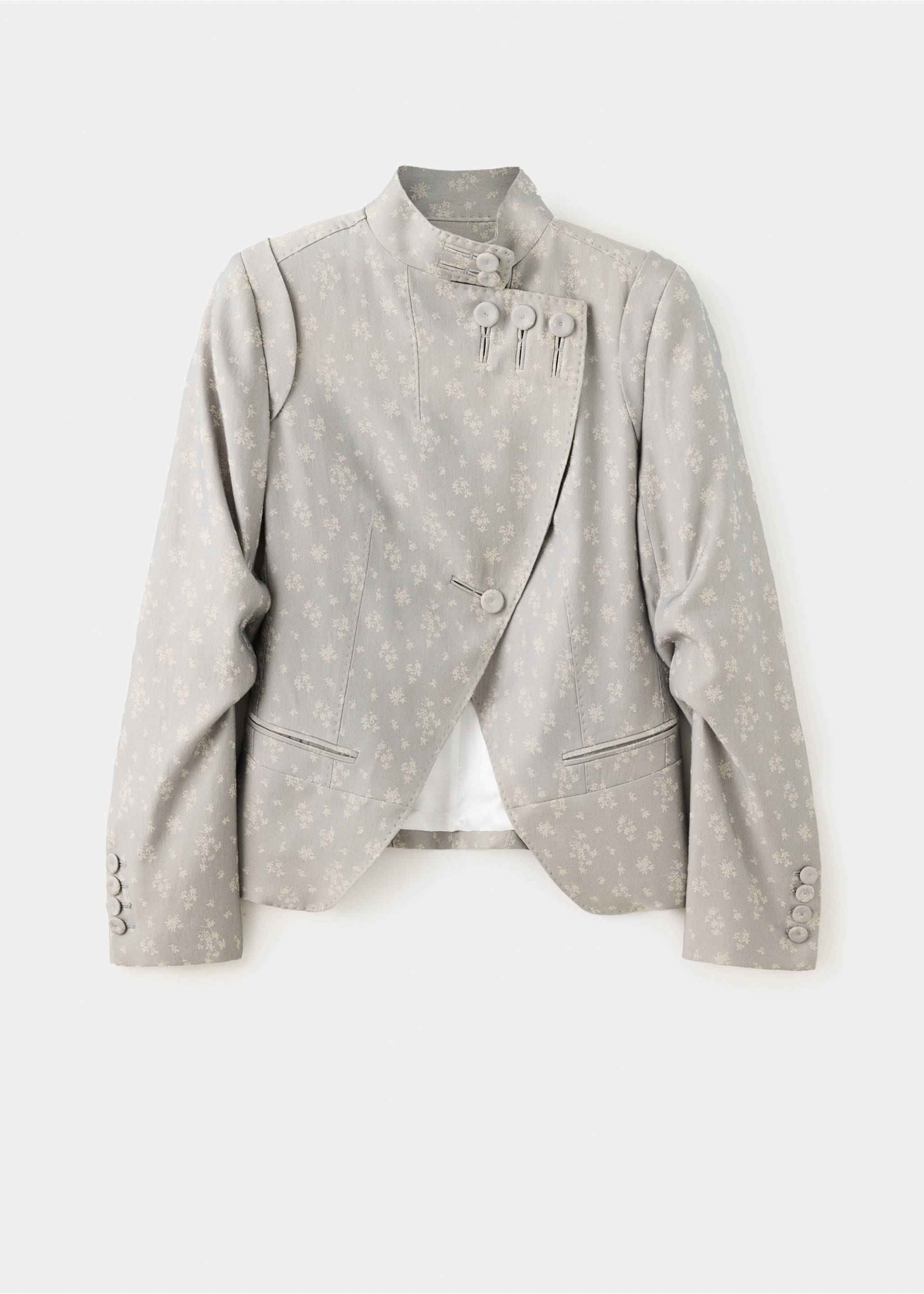 Veste jacquard à revers - Article sans modèle, Bleu. Ref: 37024801-00.