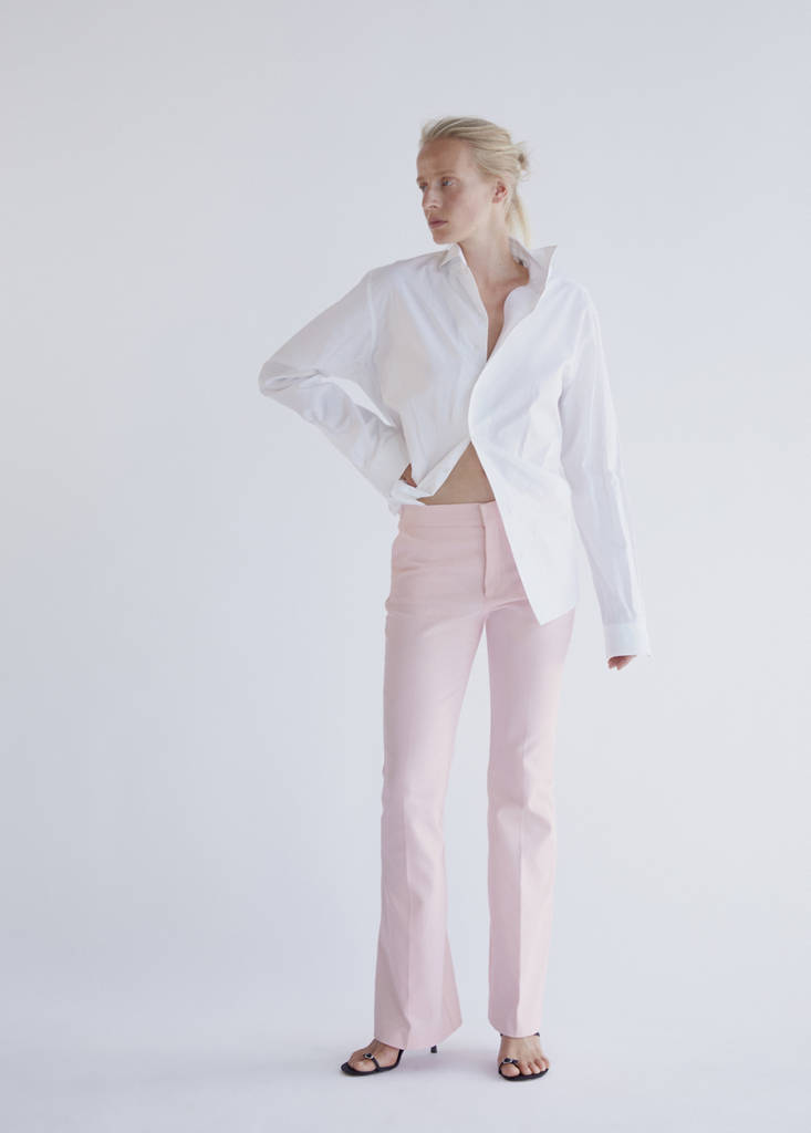 Mid-rise flare trousers — Pastel Pink