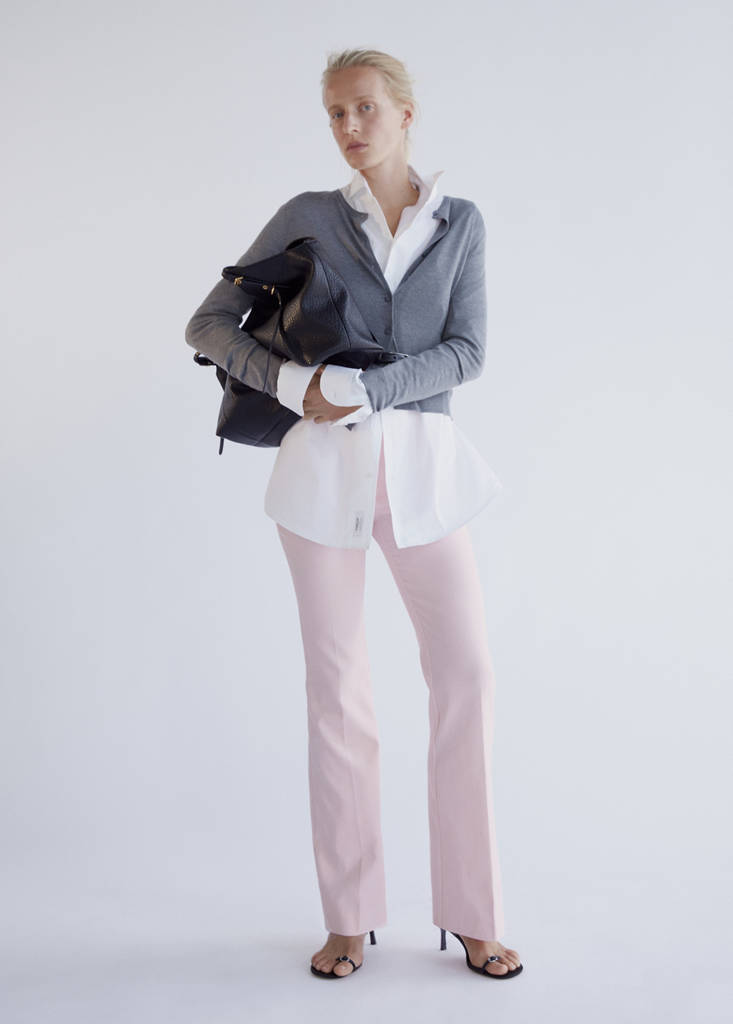Mid-rise flare trousers — Pastel Pink