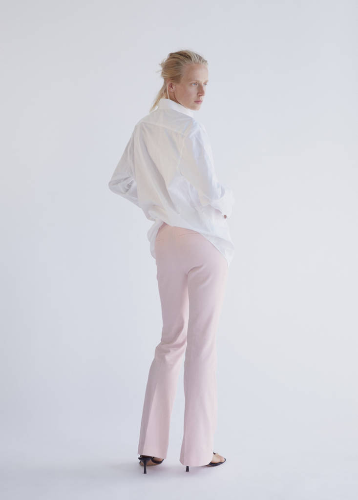 Mid-rise flare trousers — Pastel Pink