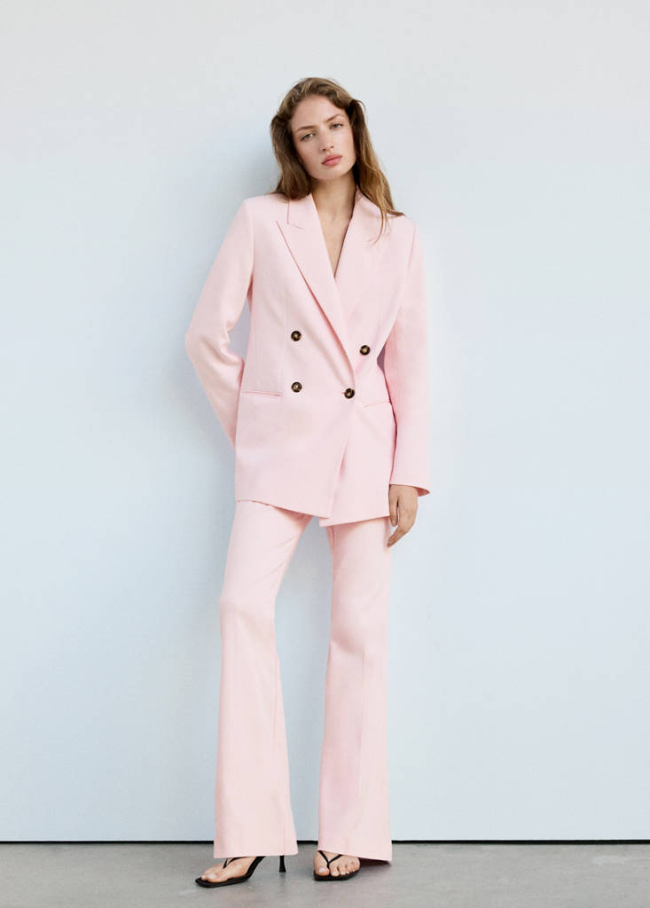 Mid-rise flare trousers — Pastel Pink