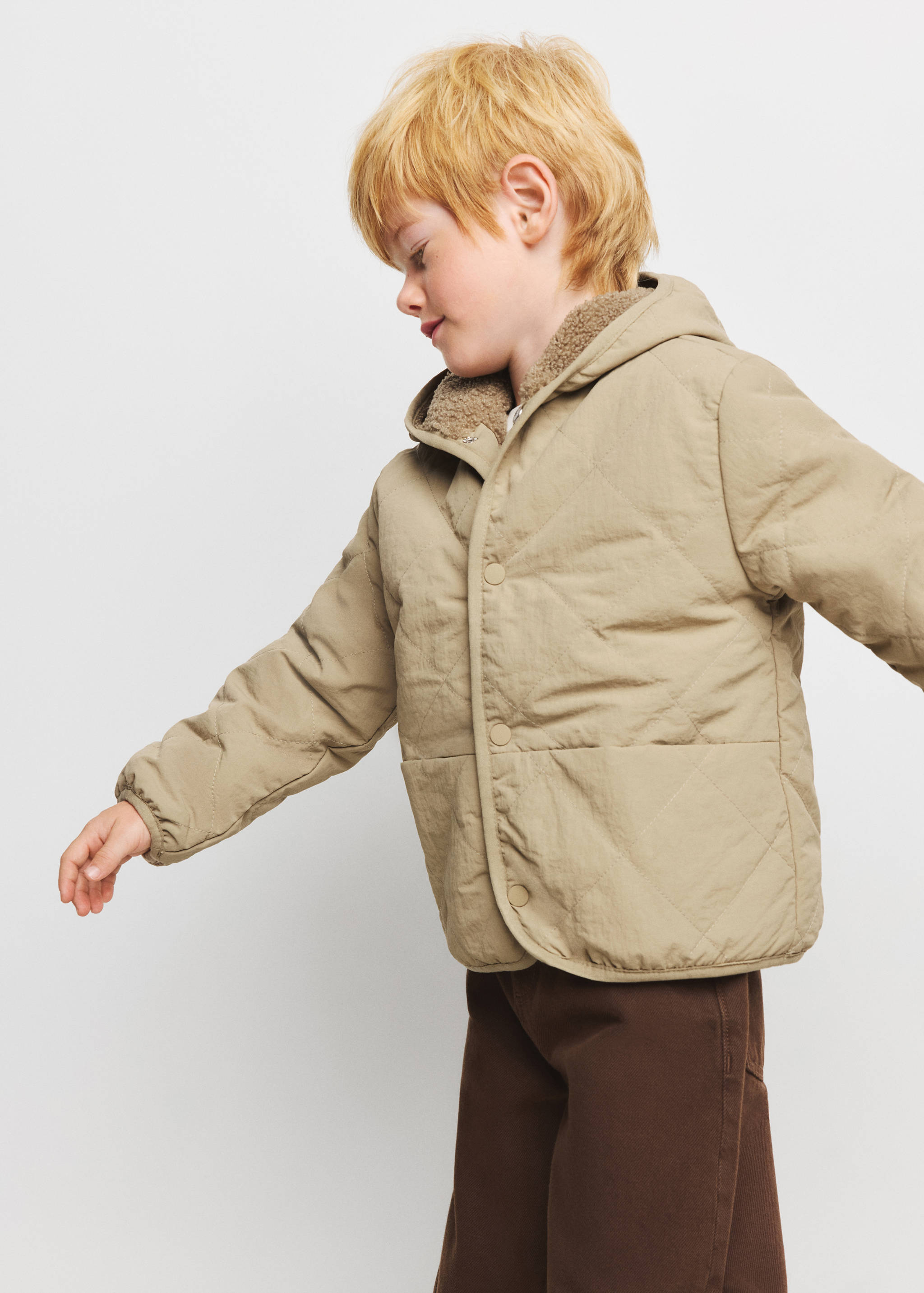 Fur-effect quilted coat - Medium plane