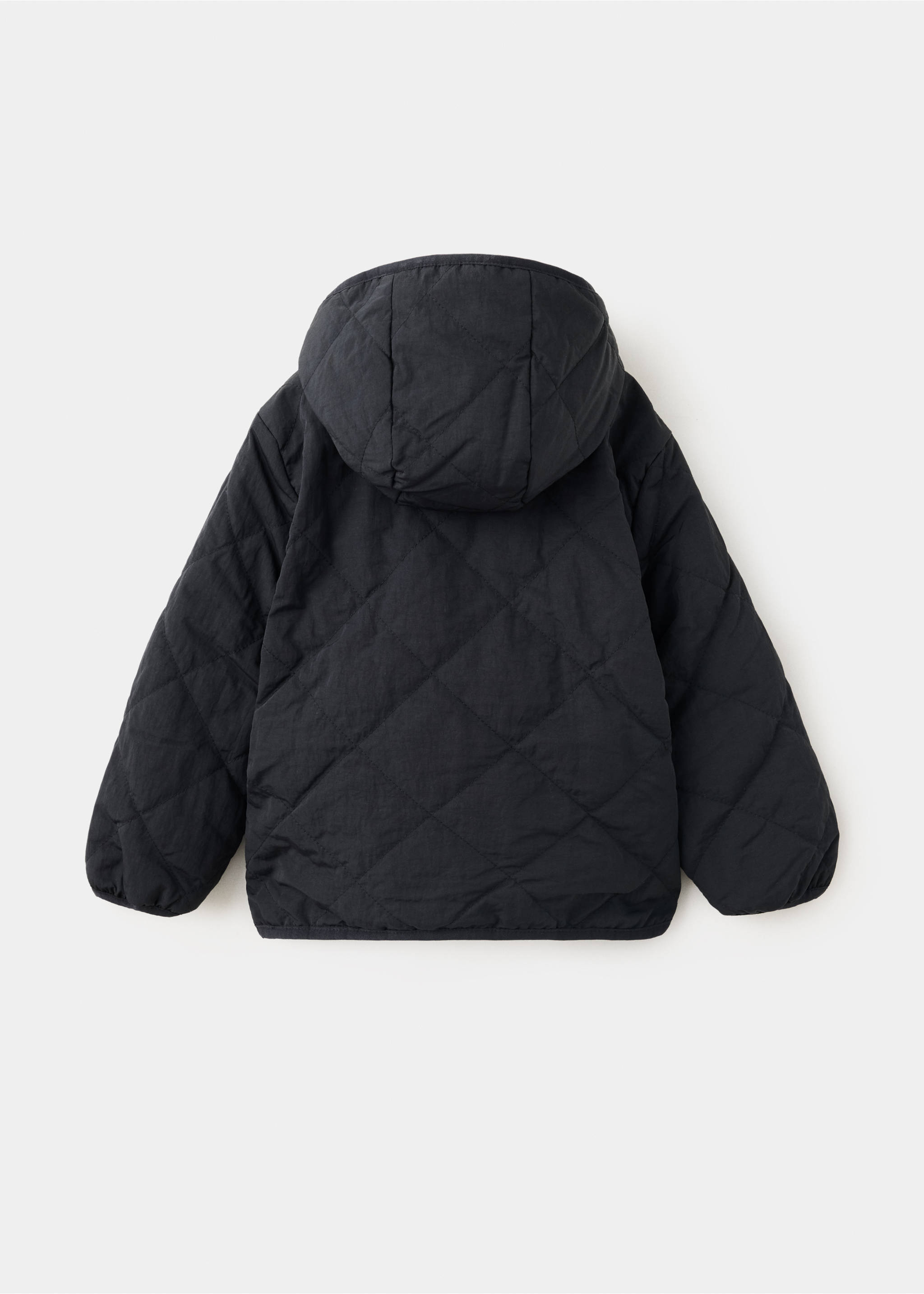 Fur-effect quilted coat - Reverse of the article, Black. Ref: 37025153-00.