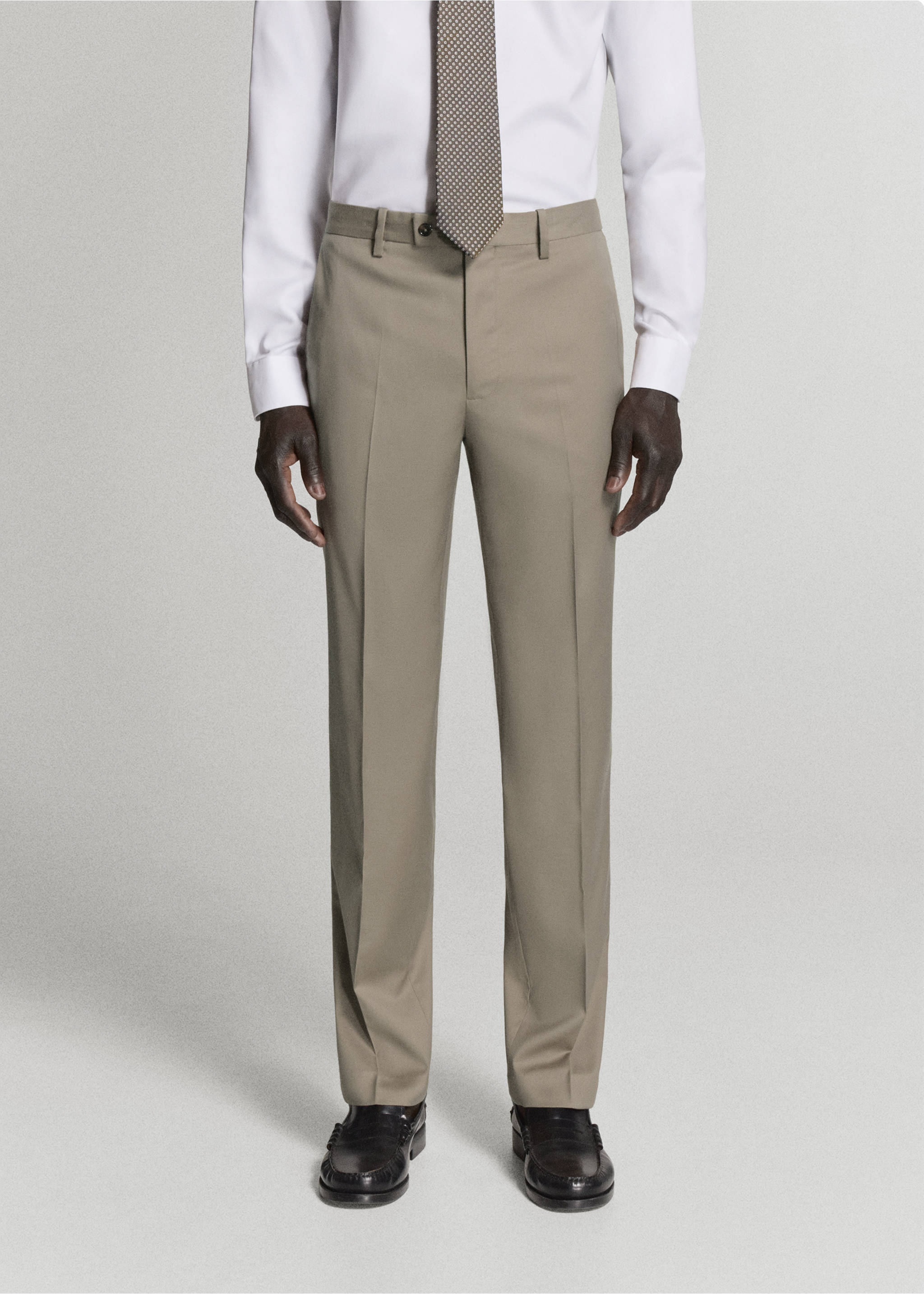 Milan slim-fit suit trousers - Medium plane, Mink Grey. Ref: 37025155-00.