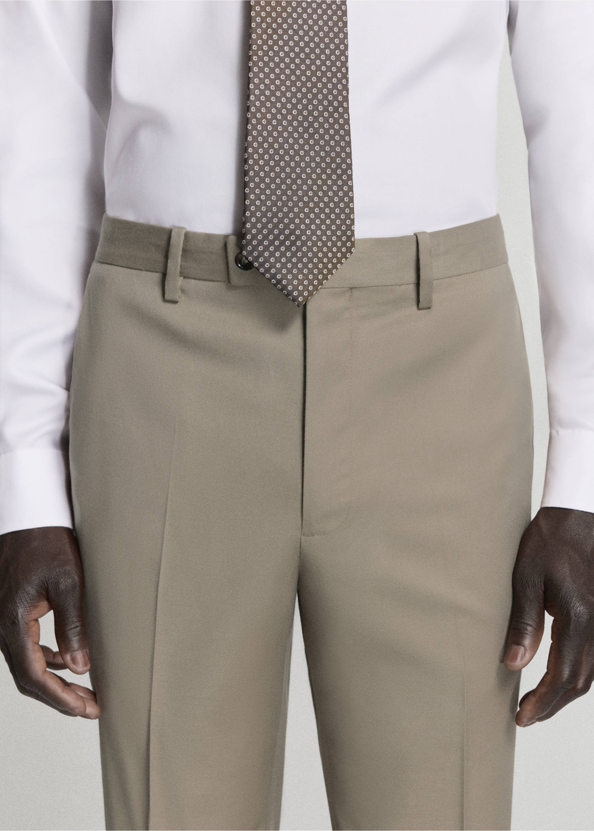 Milan slim-fit suit trousers - Details of the article 1, Mink Grey. Ref: 37025155-00.
