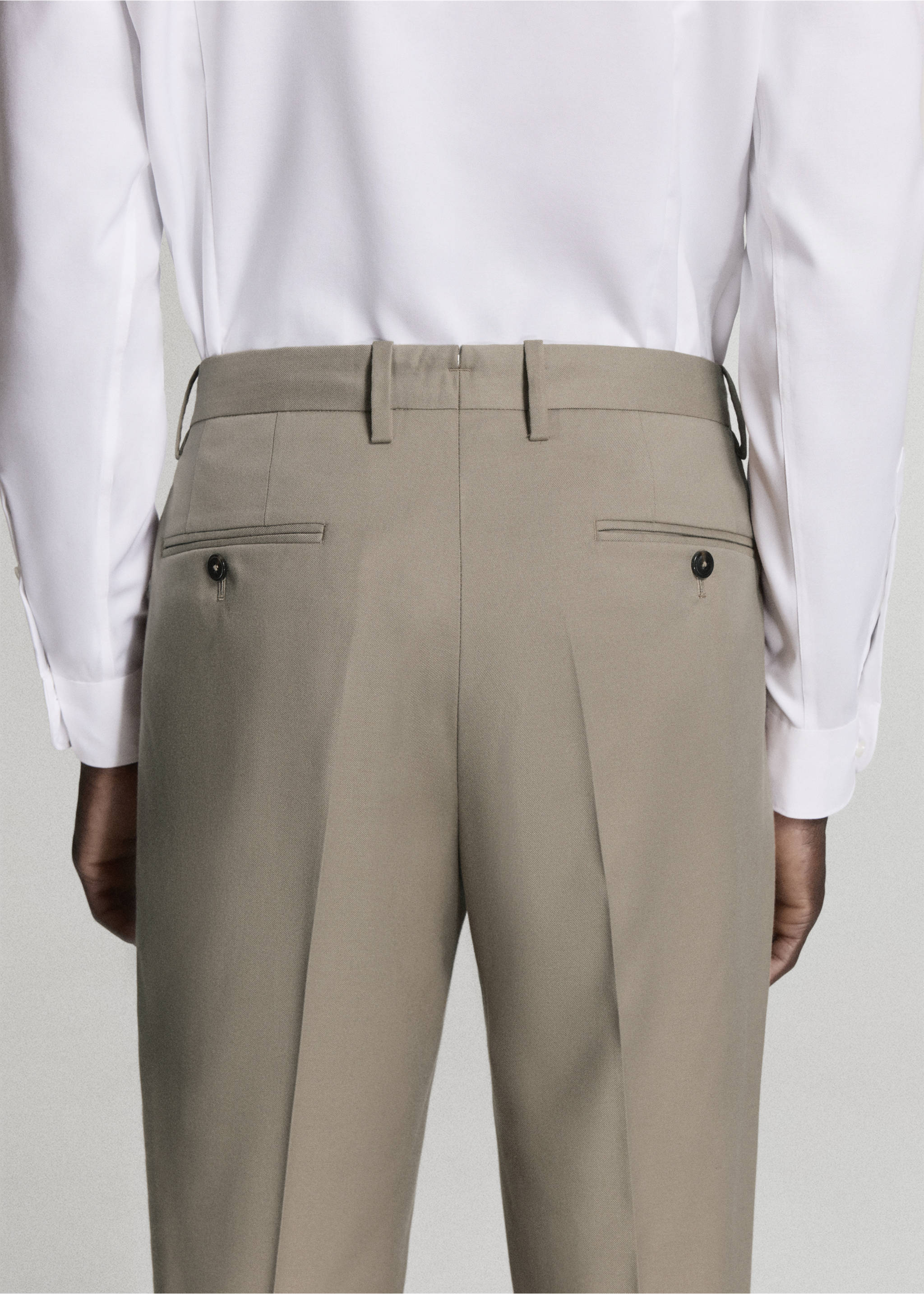 Milan slim-fit suit trousers - Details of the article 3, Mink Grey. Ref: 37025155-00.