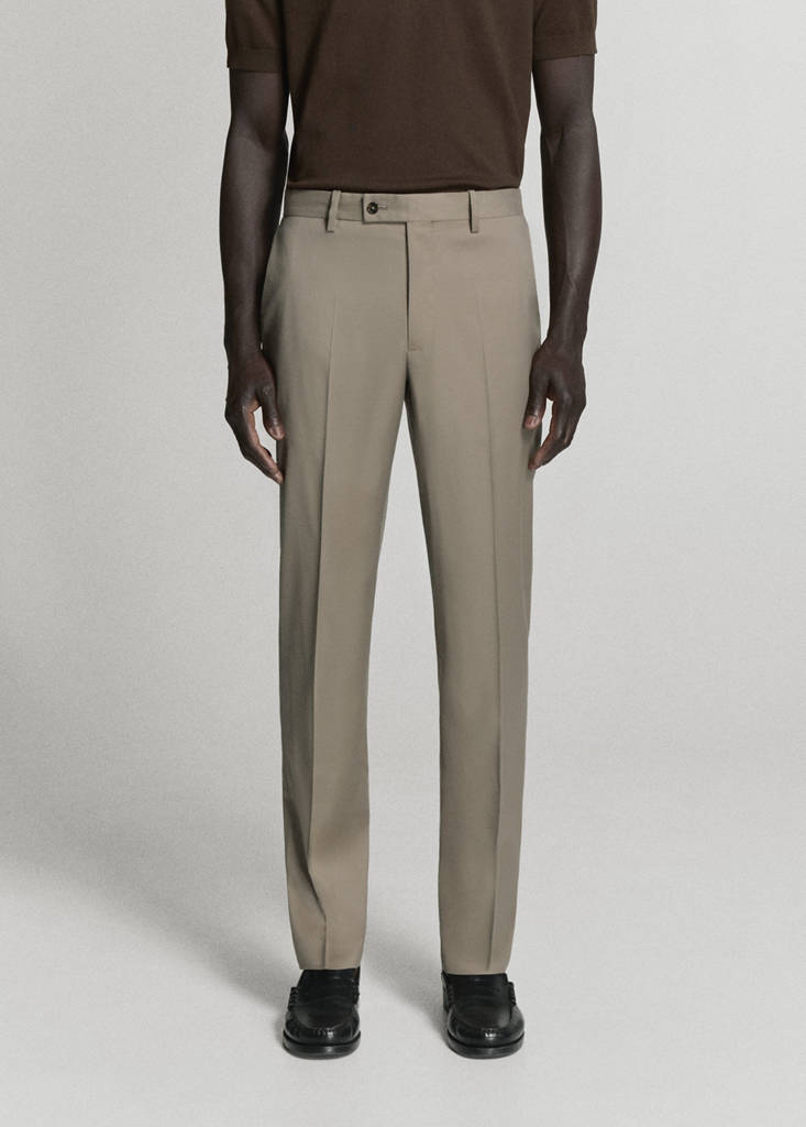 Milan slim-fit suit trousers — Mink Grey