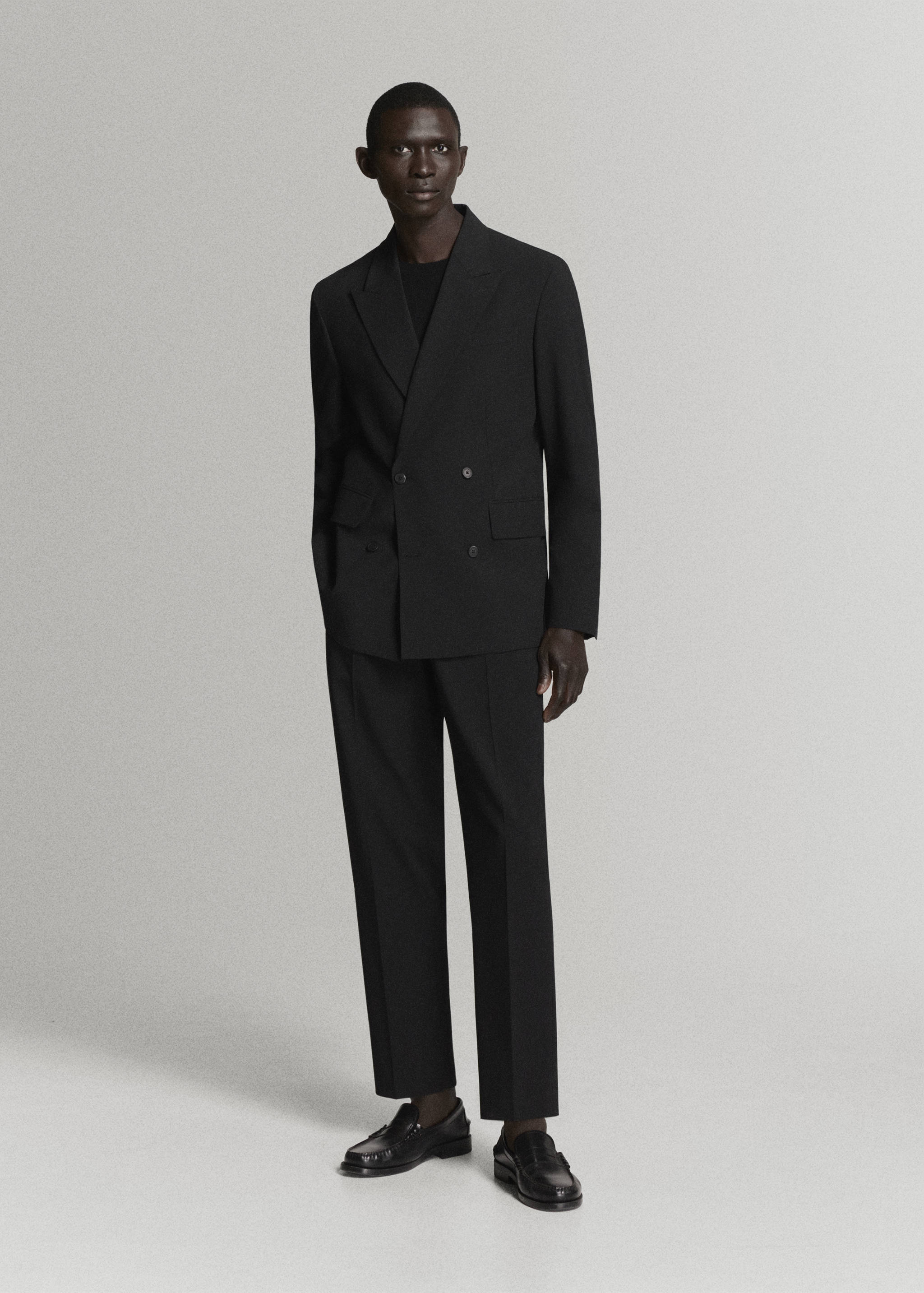 Boston regular-fit double-breasted suit jacket - General plane
