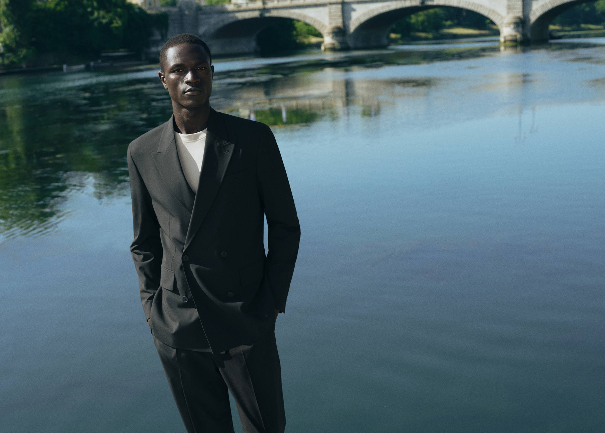 Boston regular-fit double-breasted suit jacket - Panoramic plane