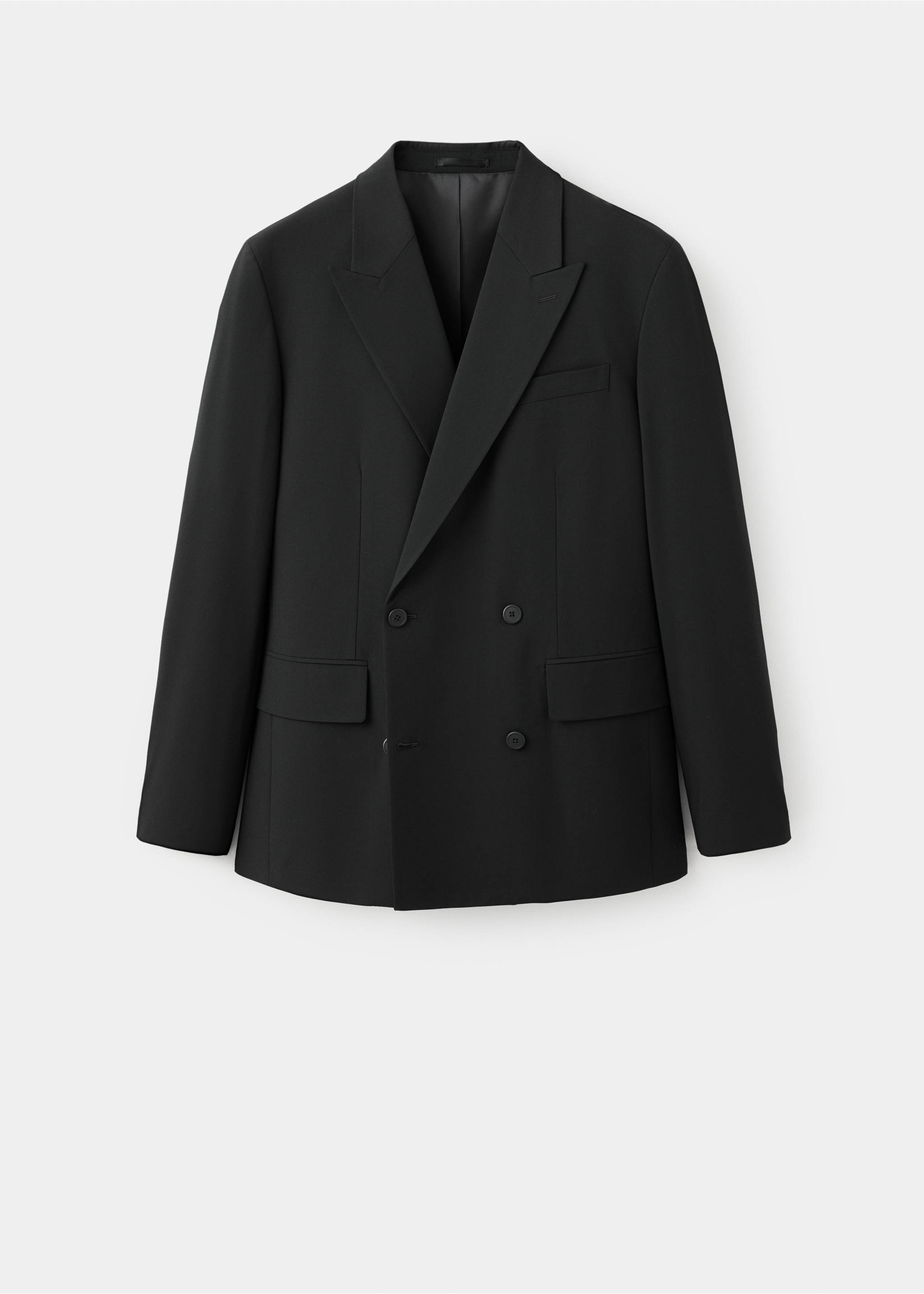 Boston regular-fit double-breasted suit jacket - Article without model, Black. Ref: 37025156-00.