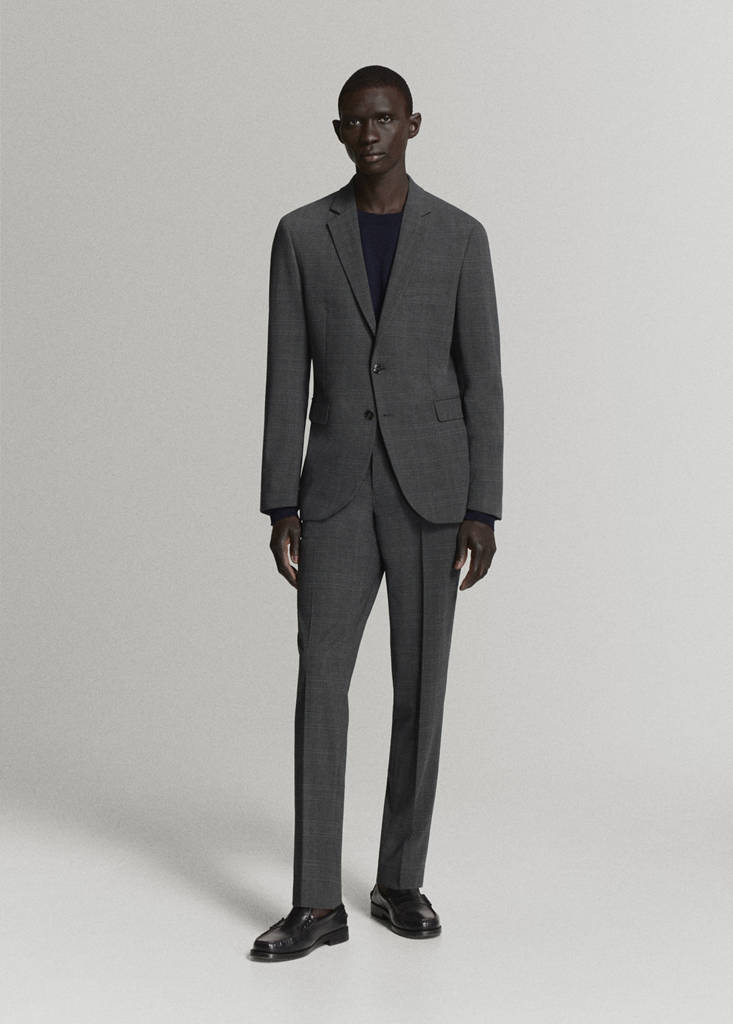 Stretch fabric super slim-fit suit trousers — Dark Heather Grey