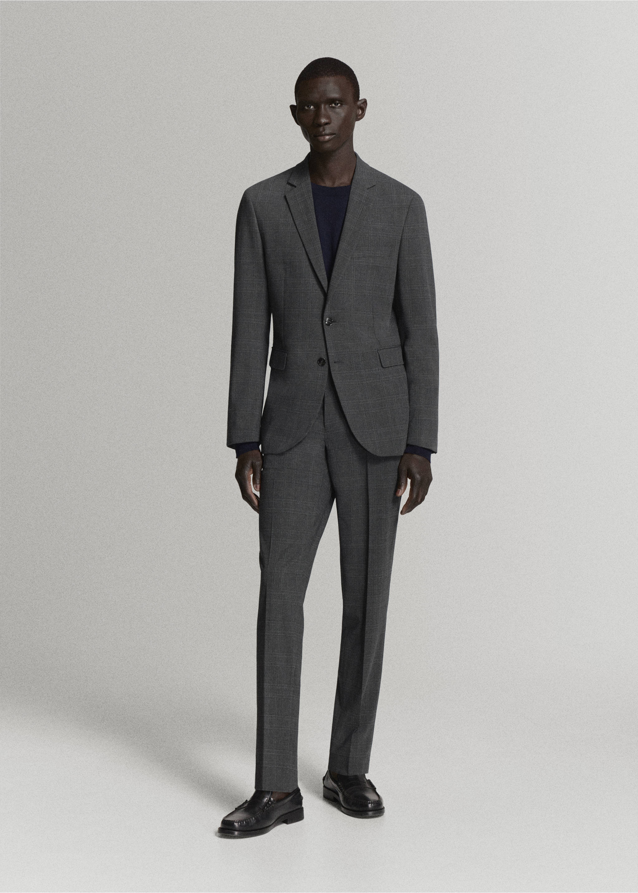 Stretch fabric super slim-fit suit trousers - General plane, Dark Heather Grey. Ref: 37025157-00.