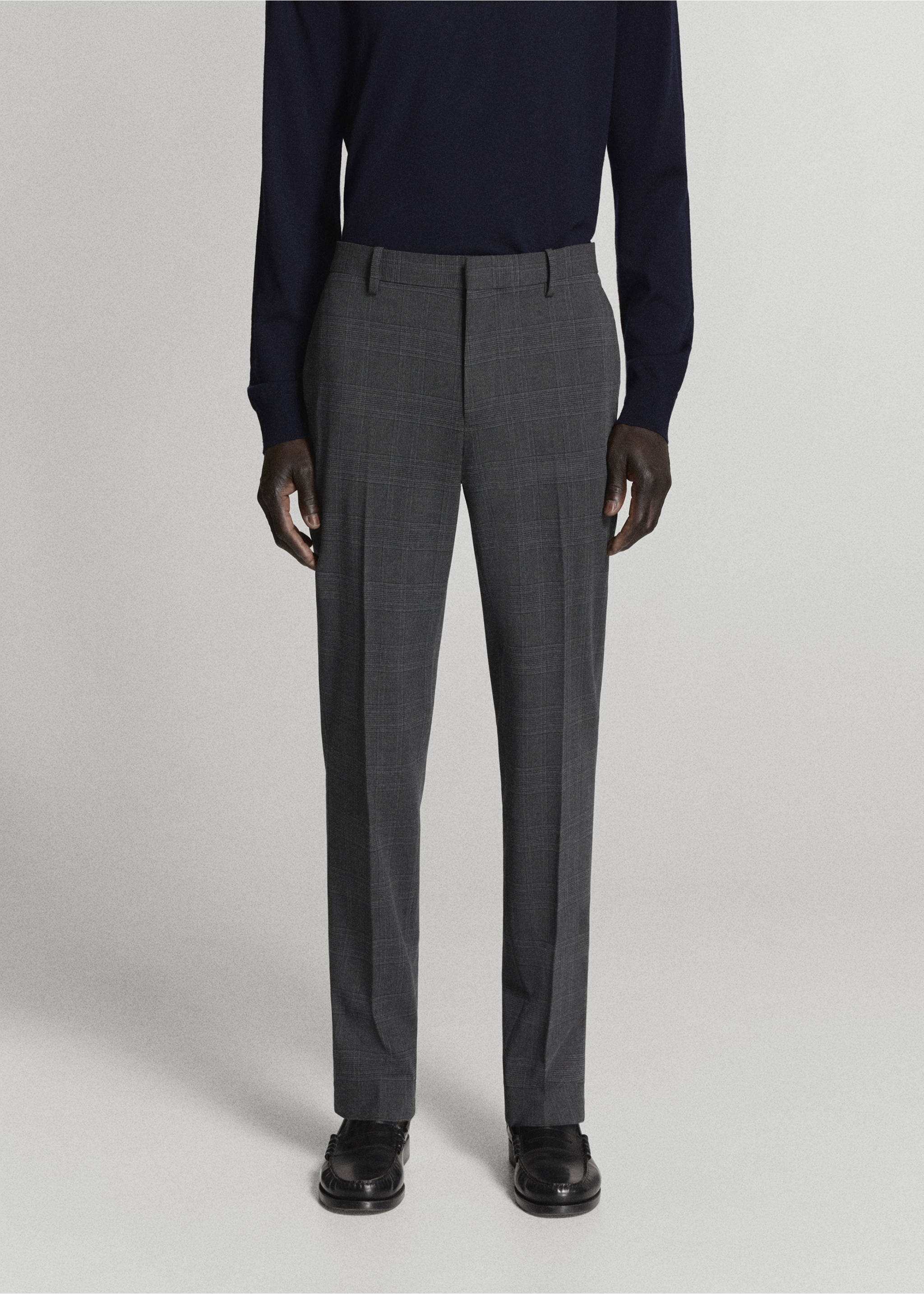 Stretch fabric super slim-fit suit trousers - Medium plane, Dark Heather Grey. Ref: 37025157-00.