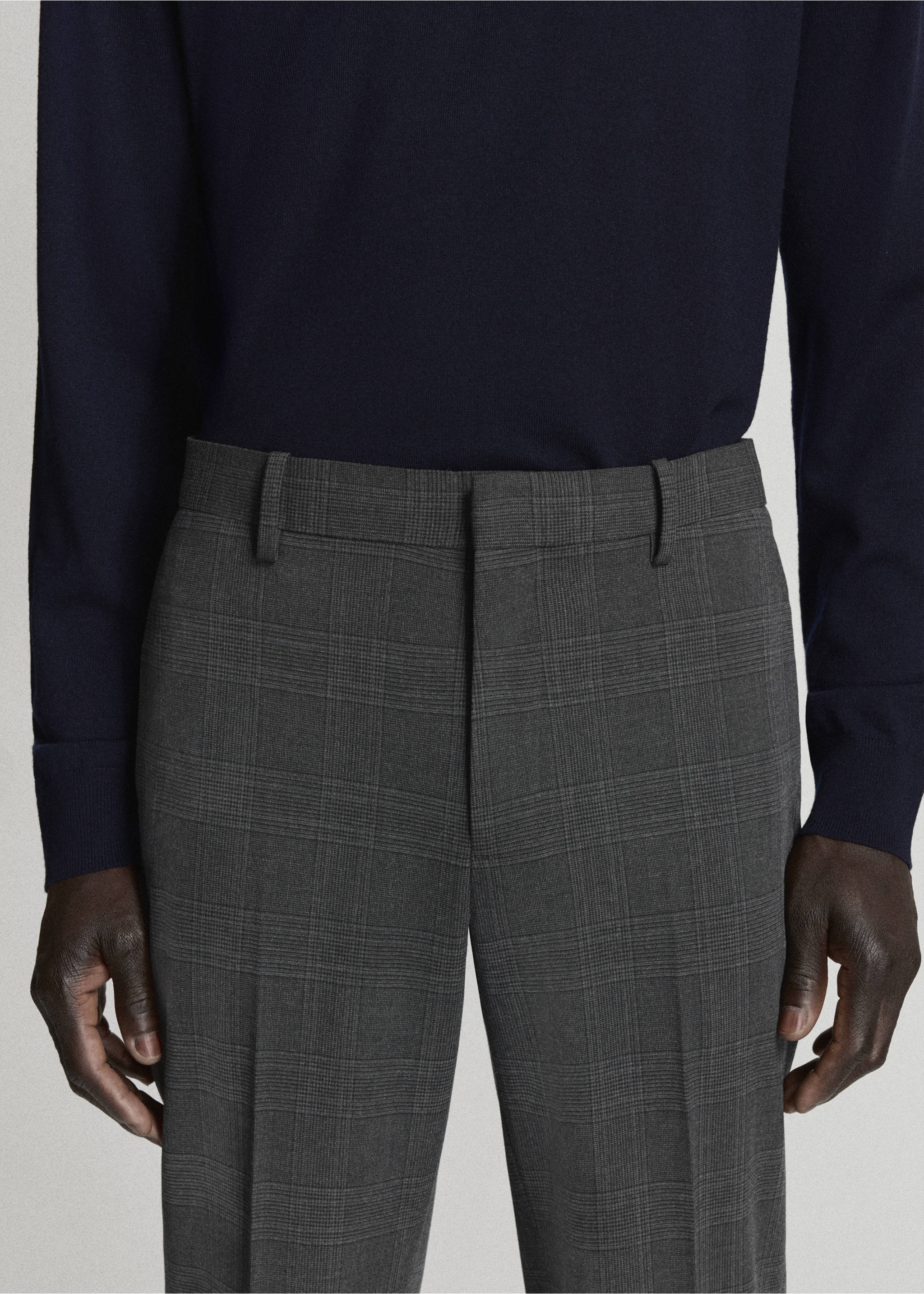 Stretch fabric super slim-fit suit trousers - Details of the article 1, Dark Heather Grey. Ref: 37025157-00.