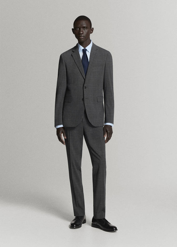 Stretch fabric super slim-fit suit trousers — Dark Heather Grey