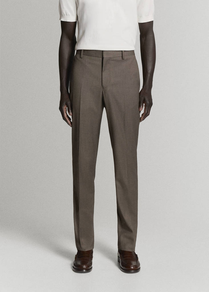 Stretch fabric super slim-fit suit trousers — Medium Brown