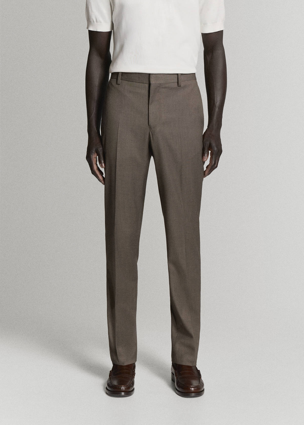 Stretch fabric super slim-fit suit trousers — Medium Brown